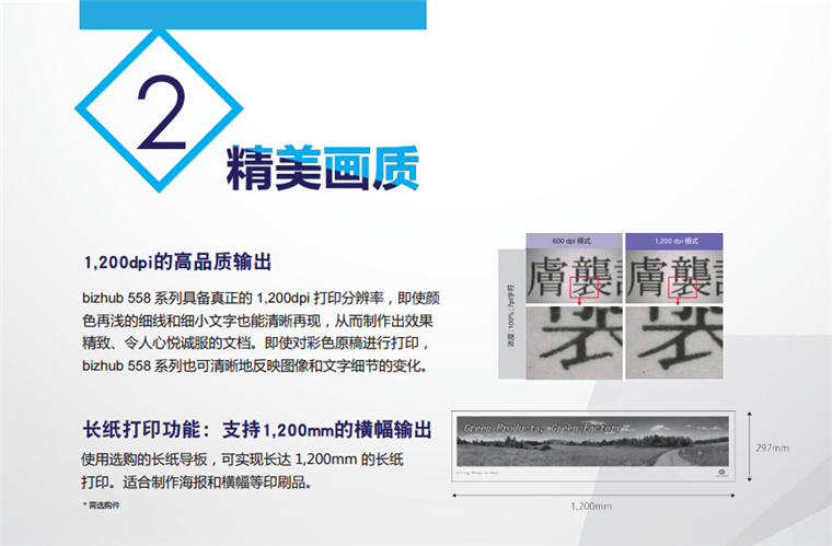 柯尼卡美能達(dá)458精美輸出、長紙打印功能可支持1200mm的橫幅輸出-科頤辦公
